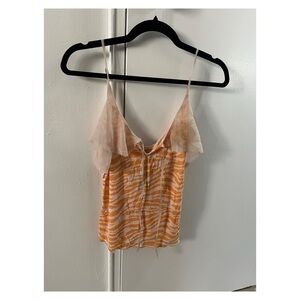 Free People Orange and Cream Chemise